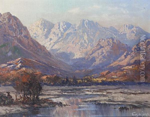 Western Cape Mountains Oil Painting - Tinus De Jong