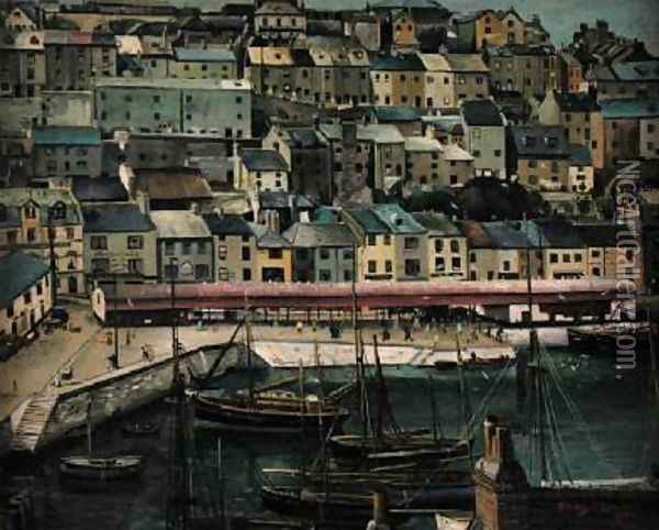 The Harbour and Fish Market Oil Painting - Stanley Lewis
