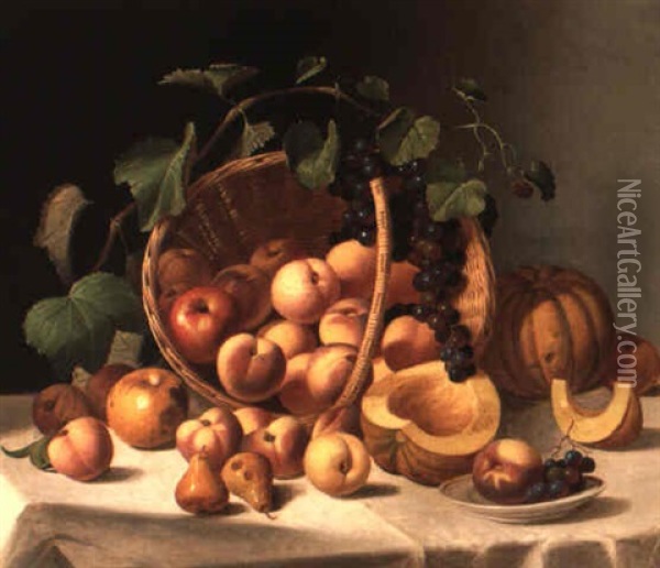 A Basket Of Fruit Oil Painting - John F. Francis