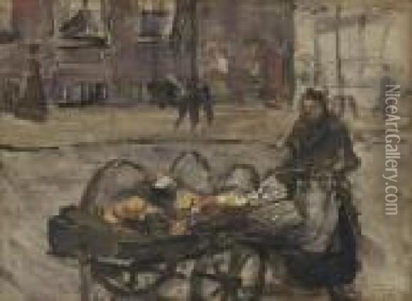 A Street Vendor Oil Painting - Isaac Israels