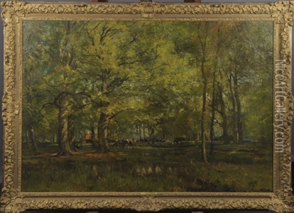 Le Troupeau Dans Le Bois Oil Painting - Franz Courtens