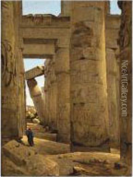 The Ruins At Karnak Oil Painting - Louis Claude Mouchot