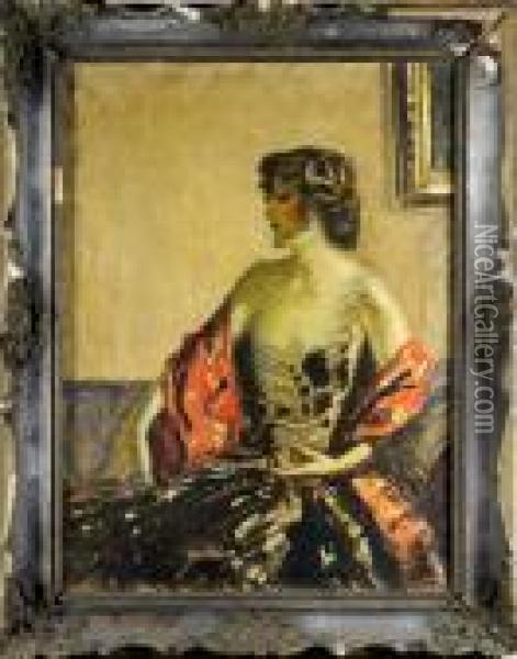 Femme Dans Un Interieur Oil Painting - Louis Mark