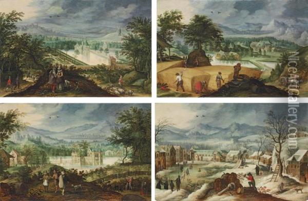 The Four Seasons Oil Painting - Sebastien Vrancx