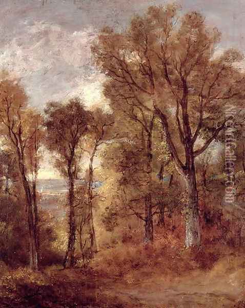 Woodland View in Suffolk Oil Painting - John Constable
