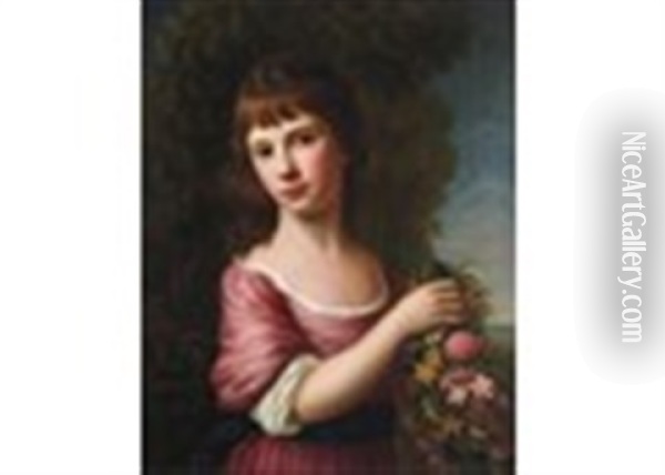 Portrait Of Ann Anderson, Wife Of Alexander Balmanno As 'flora' Oil Painting - Nathaniel Hone the Elder