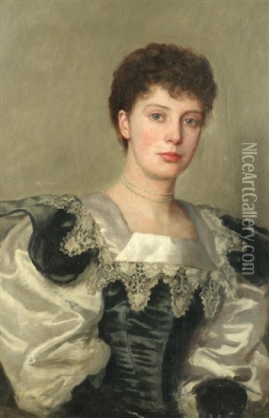 Portrait Of Mrs. Charles Haigh-wood To Be Sold Together With Two Watercolours By The Same Hand Oil Painting - Charles Haigh-Wood