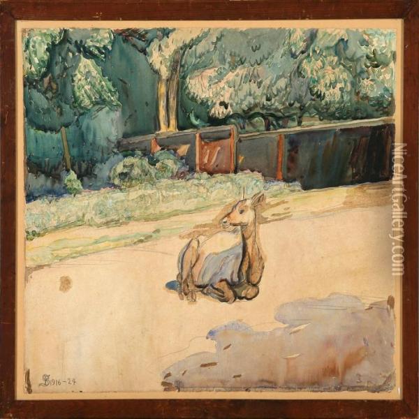 An Antelope In The Zoo Oil Painting - Fritz Syberg