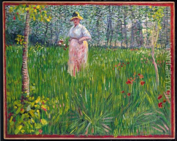 Femme Dans Un Jardin Oil Painting - Vincent Van Gogh