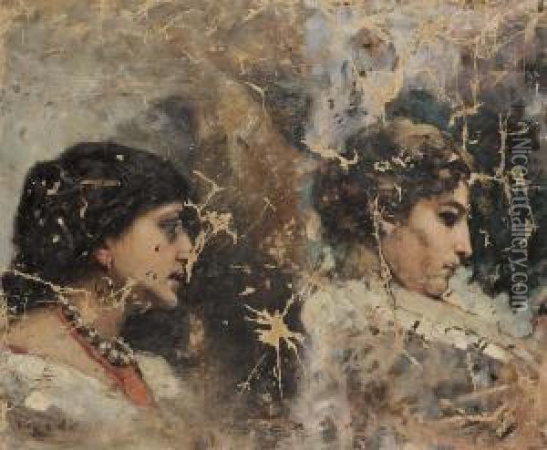 Due Figure Femminili (popolane) Oil Painting - Pavel Alexandrovich Svedomskij