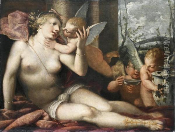 Venere Con Amorini Oil Painting - Pietro Liberi