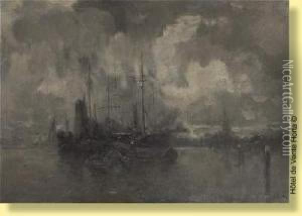Leverde Brume Sur Le Port Oil Painting - Lucien Frank