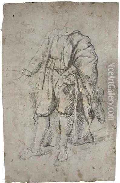 Study of a man wearing a cloak Oil Painting - Italian School
