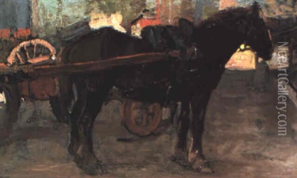 Horse And Cart Oil Painting - Ruggero Panerai