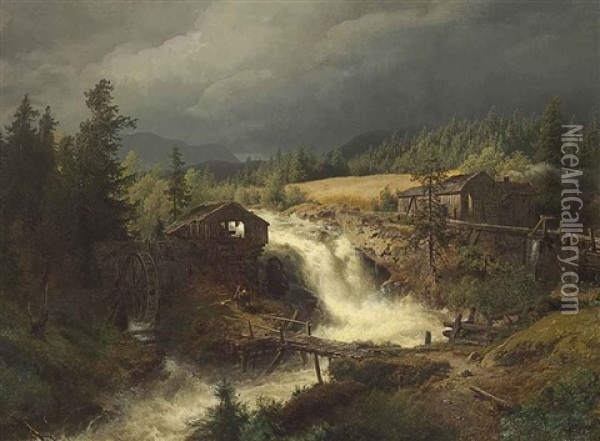 Norwegian Landscape Oil Painting - Hermann Herzog