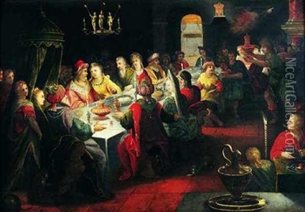 Le Festin De Balthasar Oil Painting - Hans Jordaens III