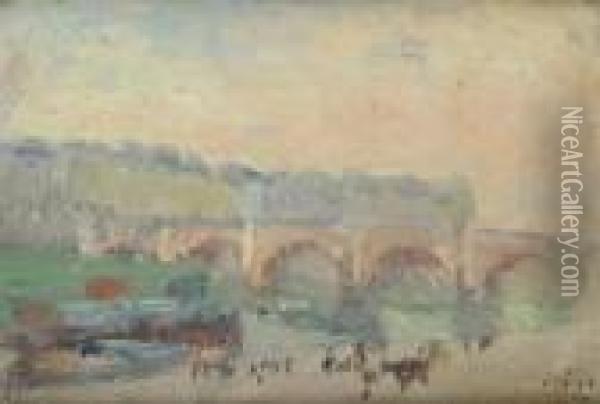 Le Pont Neuf (etude) Oil Painting - Albert Lebourg
