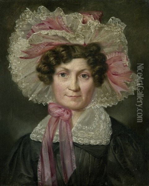 Bildnis Johanna Charlotte Dorothea Illige (geb. Krahn) Oil Painting - Franz Krueger