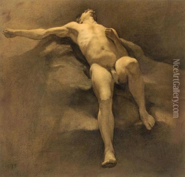 Male Nude Oil Painting - Johannes Linse