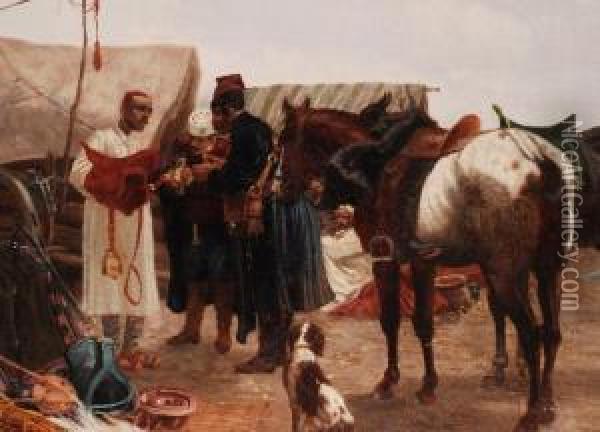 Teppichhandler In Usbekistan Oil Painting - Charles Ronot