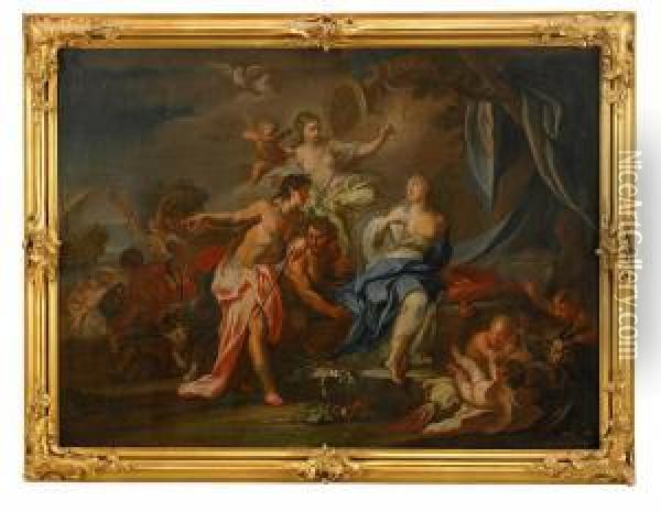 Mytologisk Scen Med Dionysos Som Finner Ariadne Pa Naxos Oil Painting - Georg Engelhard Schroder