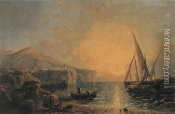 A View Of Sorrento Oil Painting - William James Mueller