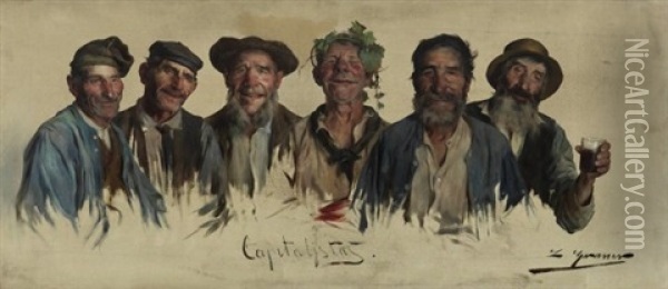 Capitalistas Oil Painting - Luis Graner y Arrufi