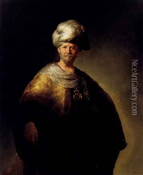 Man In Oriental Dress Oil Painting - Rembrandt Van Rijn
