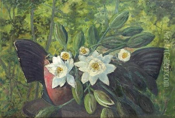Hvite Liljer Oil Painting - Hulda Gronneberg