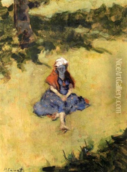 Madchen In Blauem Kleid Oil Painting - Mary Cassatt