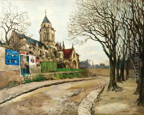 Village Dans L'yonne Oil Painting - Marcel Francois Leprin
