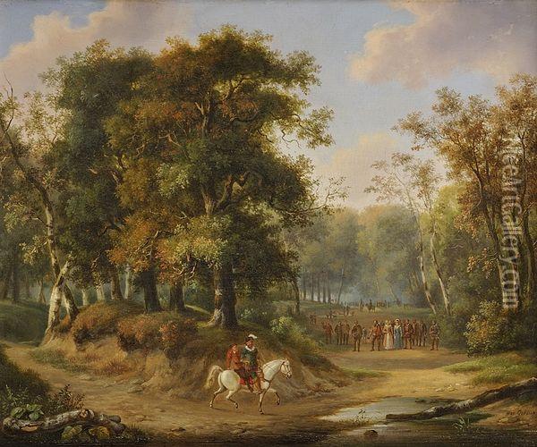 Henri De Navarre Sauvant La Vie De Charles Ix Lors D'une Chasse Oil Painting - Maximilien Lambert Gelissen