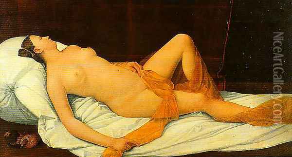 Reclining Female Nude Oil Painting - Bernardino Licinio