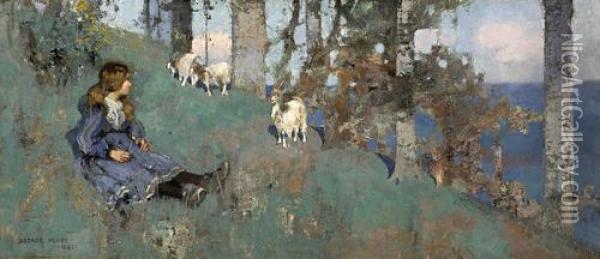 The Goat Herd Oil Painting - George Henry