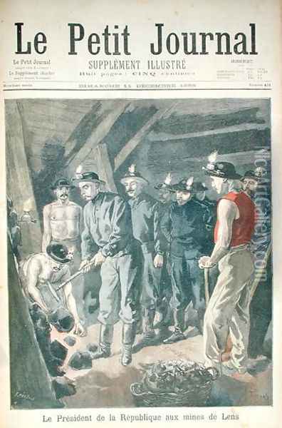 Felix Faure 1841-99 President of the Republic, in the Mines at Lens, from Le Petit Journal, 11th december 1898 Oil Painting - Oswaldo Tofani