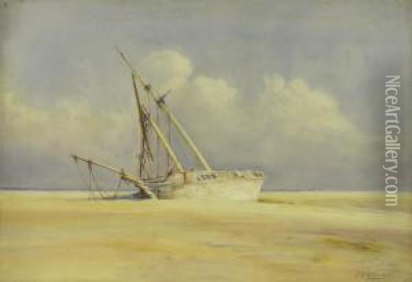 Shipwreck On The Beach Oil Painting - Charles Edward Wanless