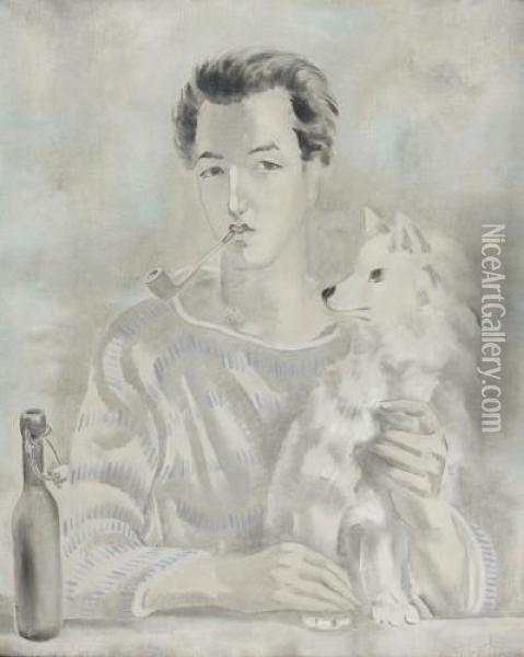 L'homme Au Chien Oil Painting - Sei Koyanagui