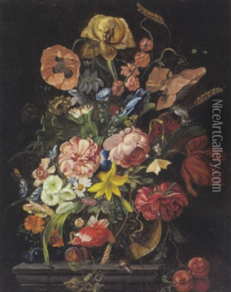 Blumenstraus In Einer Glasvase Oil Painting - Jan Davidsz De Heem