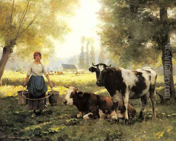 A Milkmaid With Her Cows On A Summer Day Oil Painting - Julien Dupre