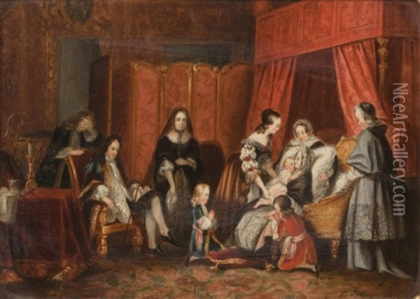 Scene Familliale Historique Oil Painting - Tony Johannot