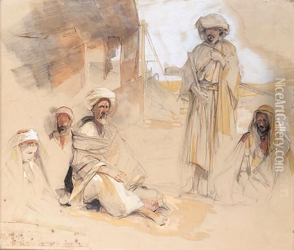 Study Of A Bedouin Encampment In The Desert Oil Painting - John Frederick Lewis