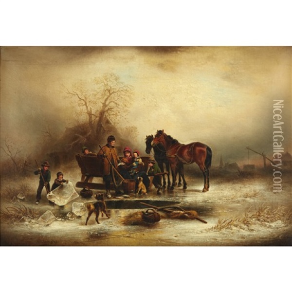 The Frozen Pond Oil Painting - Wilhelm Alexander Meyerheim