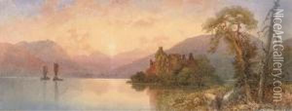 A Calm Evening On The Loch Oil Painting - Edward M. Richardson