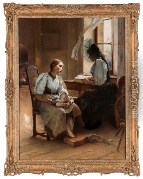 Andakt (devotion) Oil Painting - Emile Auguste Pinchart