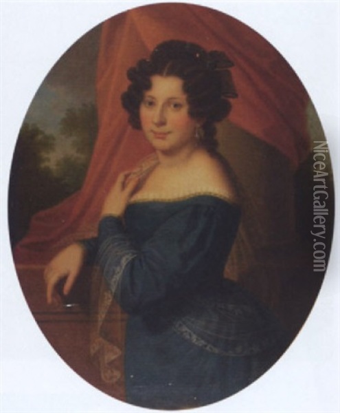 Bildnis Der Antoinette Marie Josephine Caroline Frieda Herzogin Von Anhalt Oil Painting - Gustav Karl Ludwig Richter
