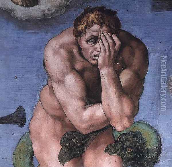 Last Judgment (detail-24) 1537-41 Oil Painting - Michelangelo Buonarroti