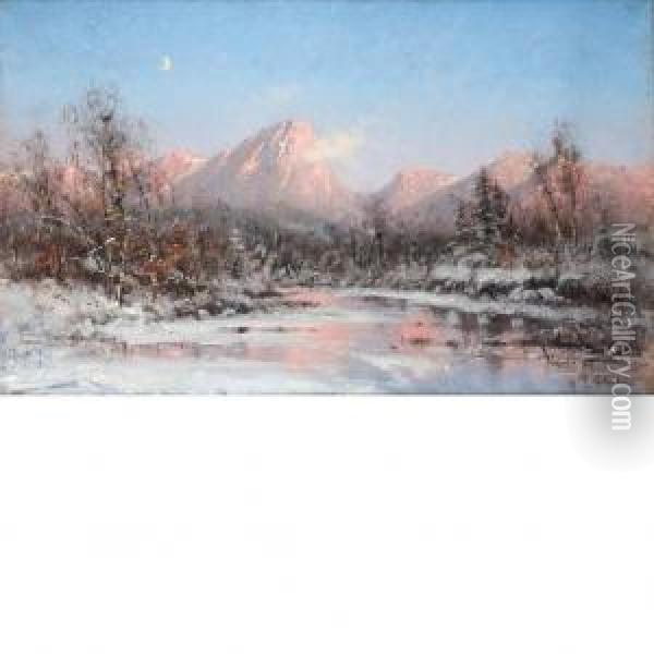 Mountain Lake, Winter Oil Painting - Frithjof Smith-Hald