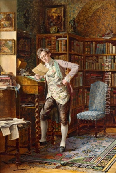 In Der Bibliothek Oil Painting - Johann Hamza