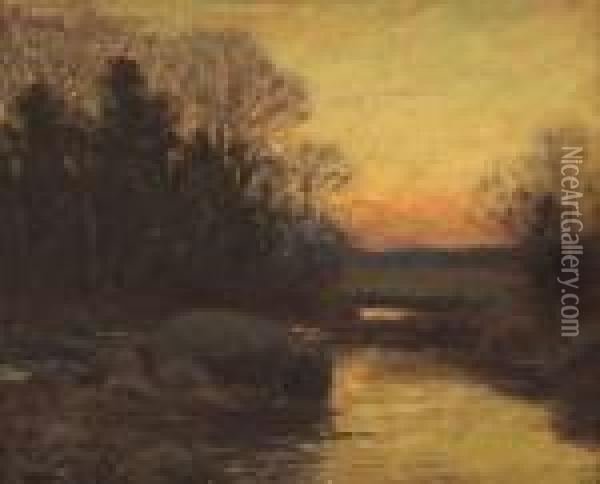After Sunset Oil Painting - William Merritt Post