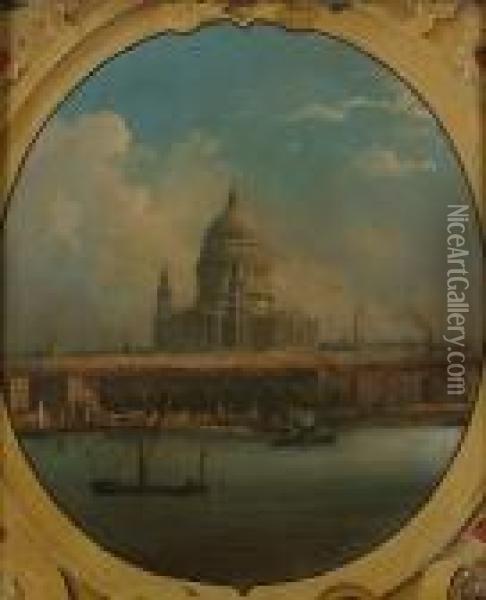 A View Of London, St Paul's Beyond Oil Painting - Alexander Nasmyth